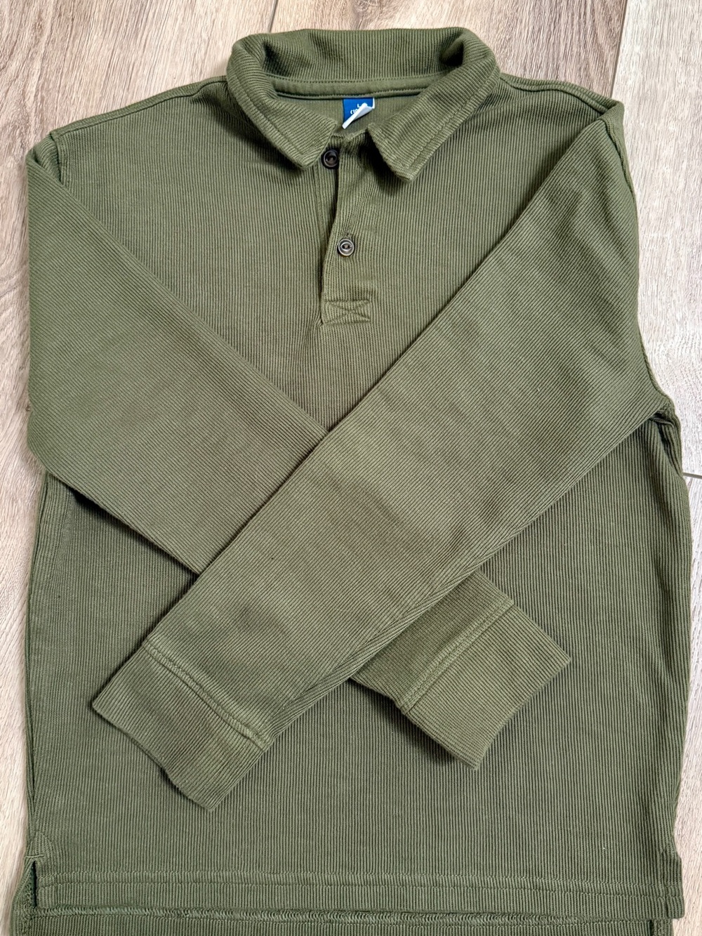 Old Navy kids Olive Ribbed Long Sleeve Polo